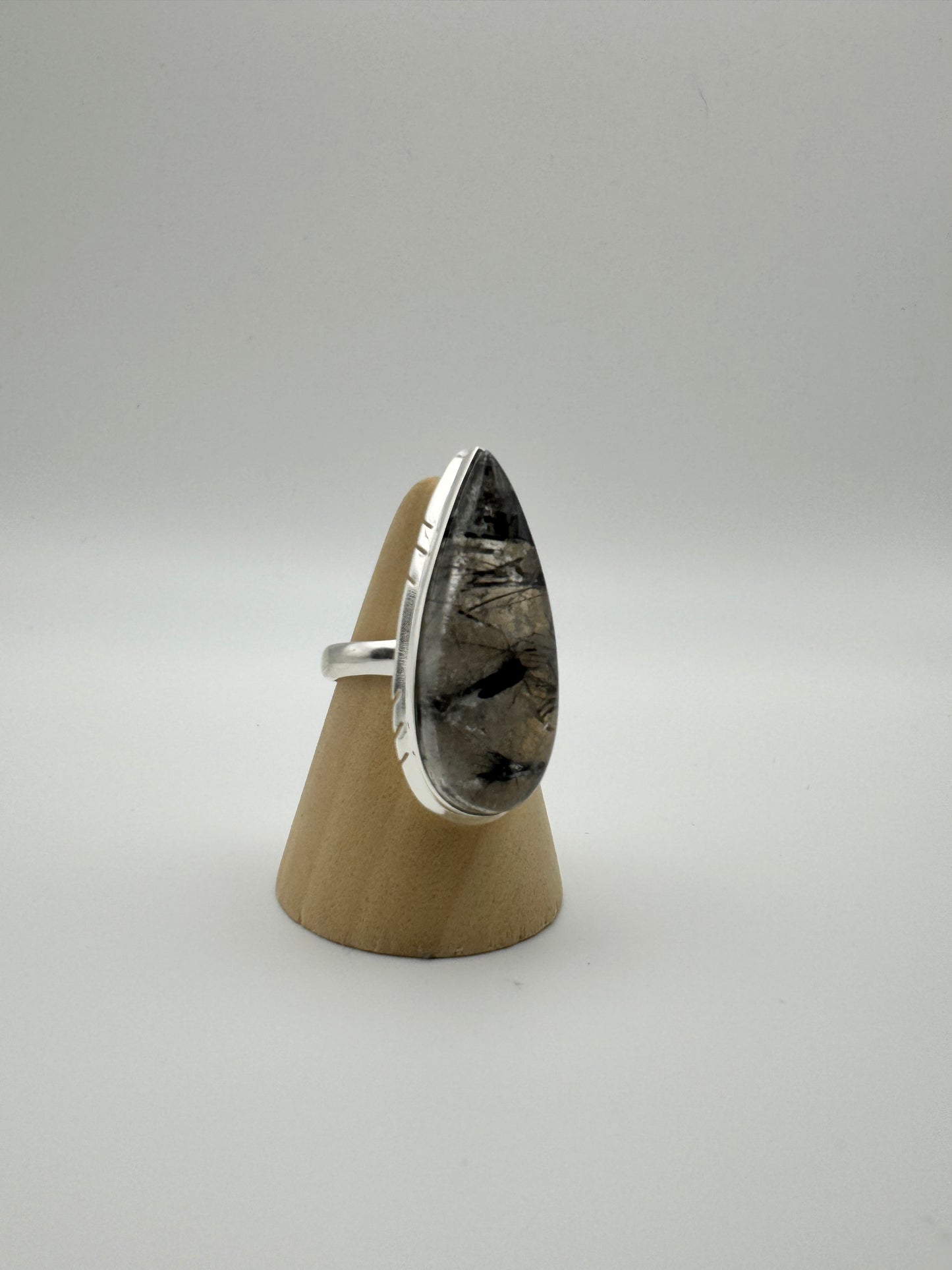 Rutilated Quartz Teardrop Ring