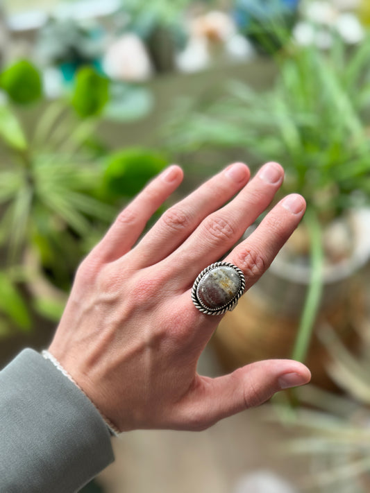 Red Jasper & Pyrite Ring