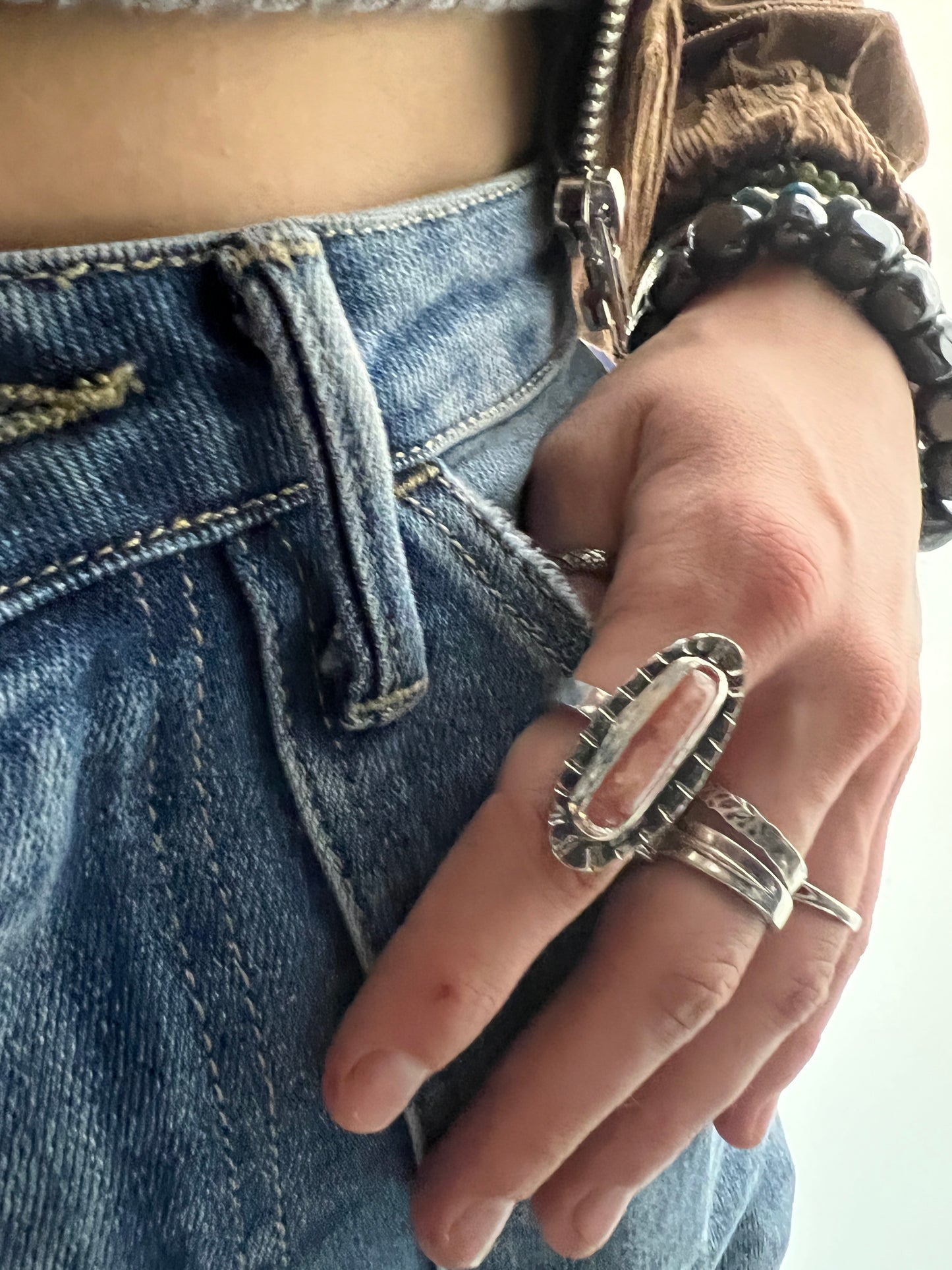 Rhodochrosite Ribbon Ring
