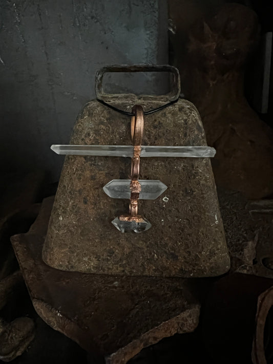 Quartz & Herkimer Diamond Trio Necklace