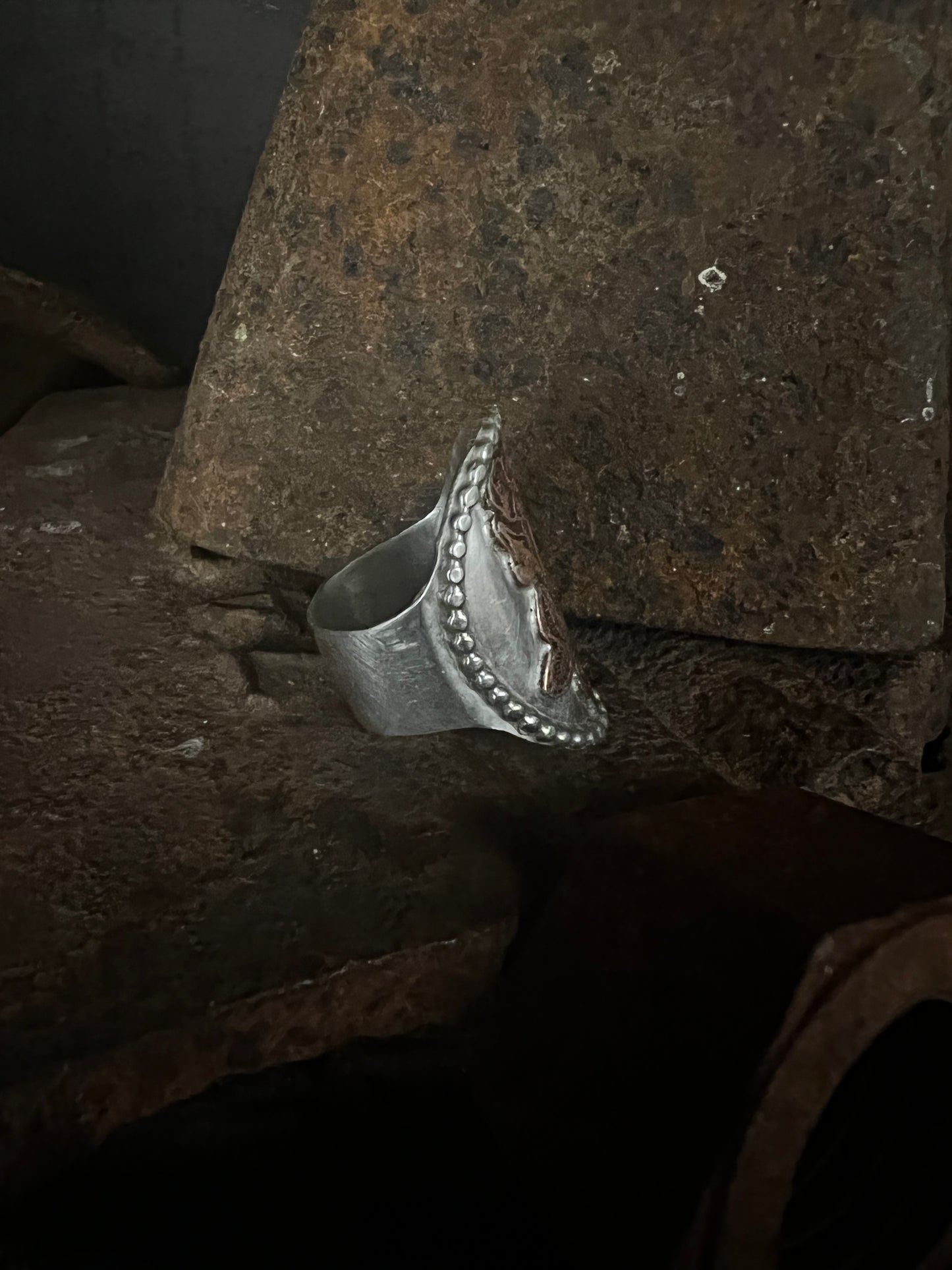 Etched Copper Rose Ring