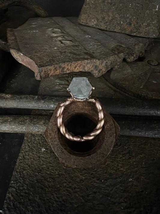 Copper & Clear Quartz Electro Ring