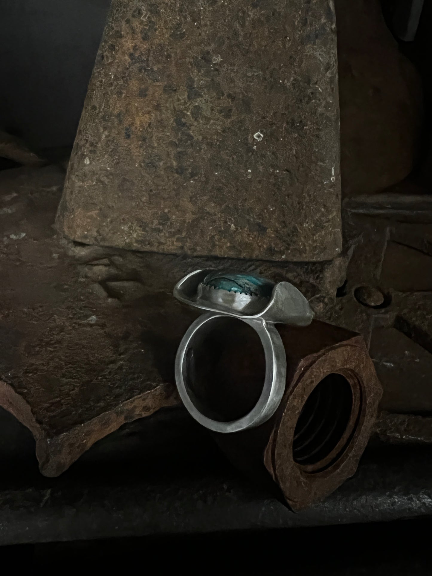 White Buffalo Teardrop Ring