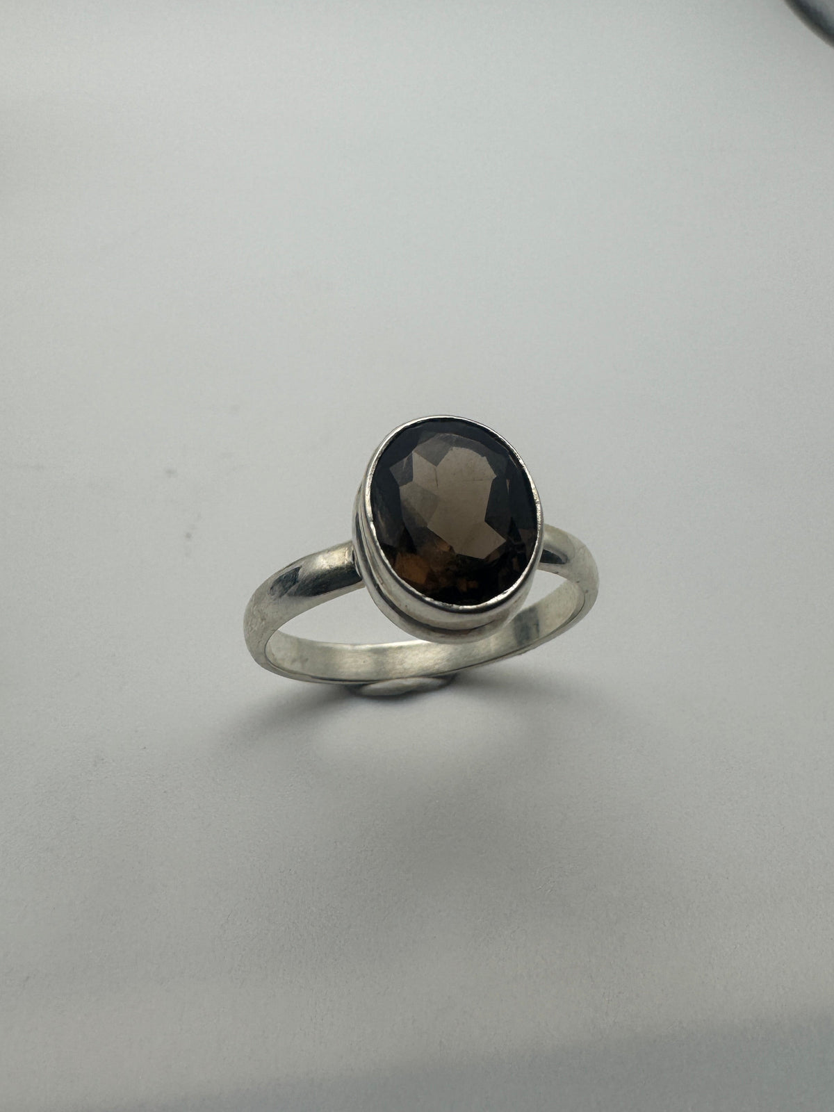 Smoky Quartz Facet Ring