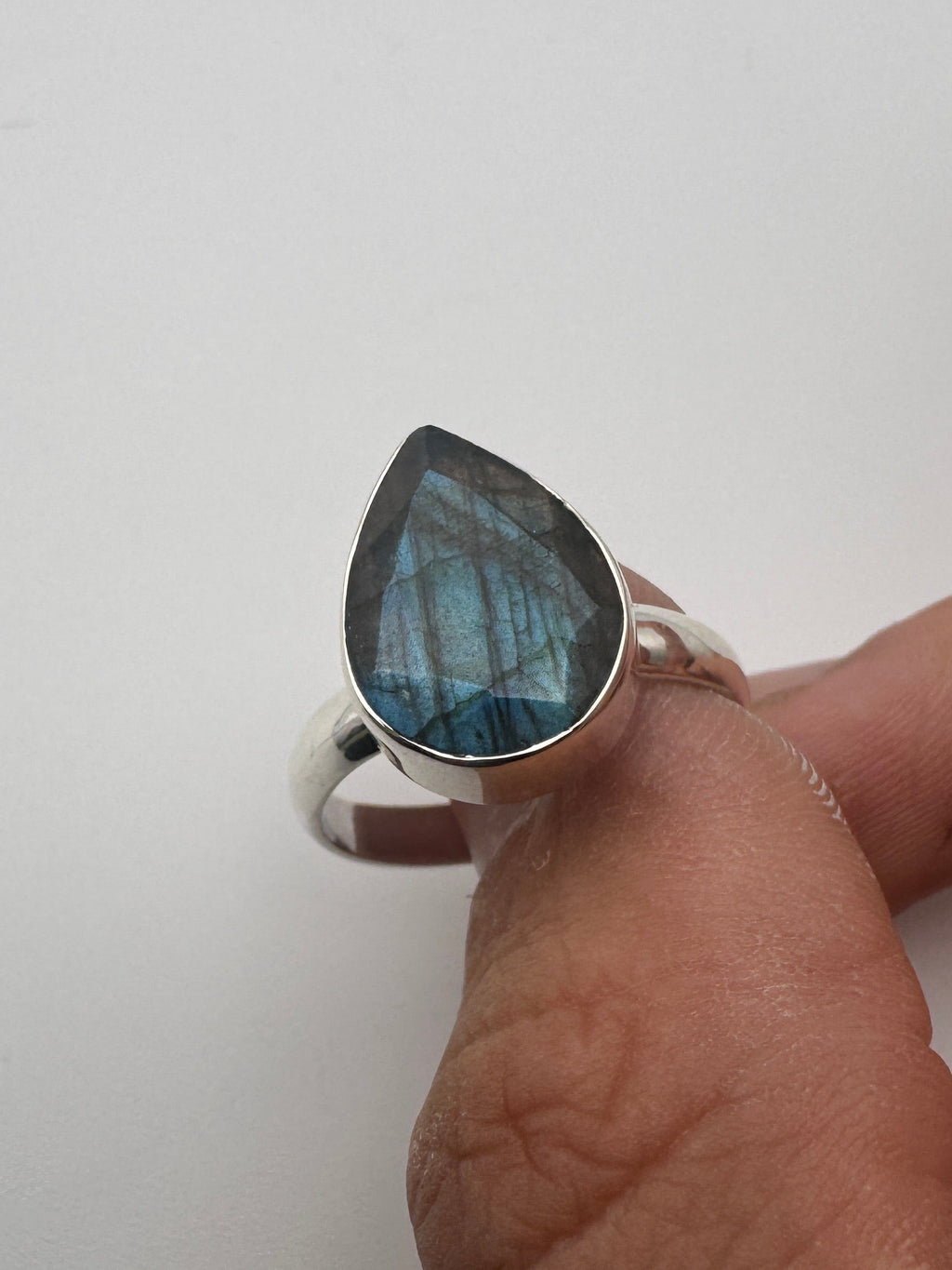 Labradorite Teardrop Facet Ring