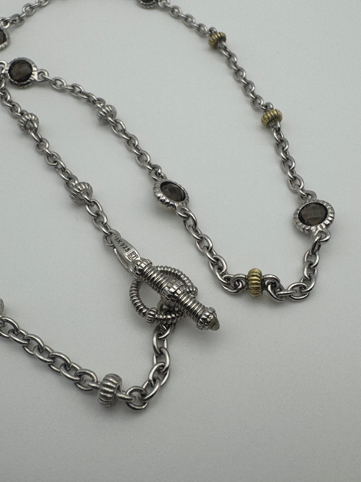 Vintage Judith Ripka Smoky Quartz Station Necklace