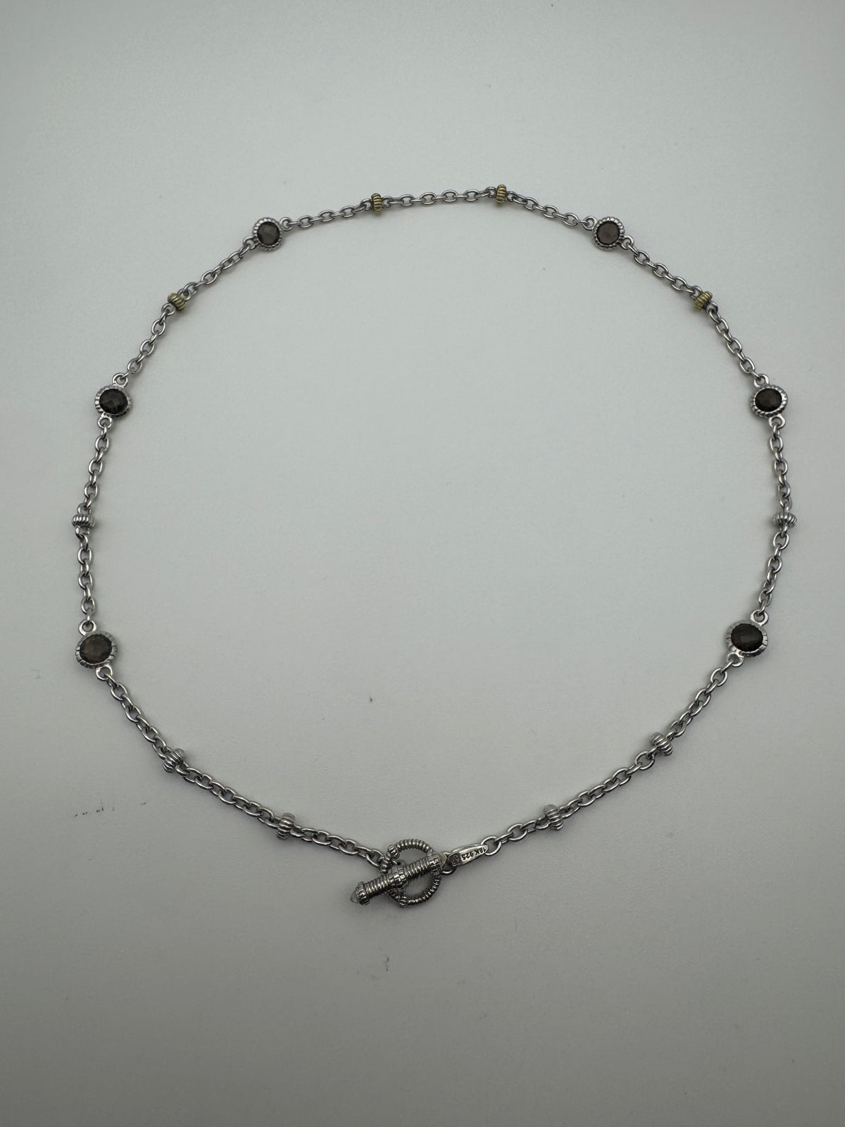 Vintage Judith Ripka Smoky Quartz Station Necklace