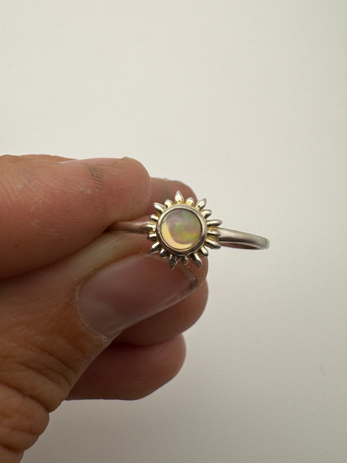 Ethiopian Opal Sun Stacker Ring