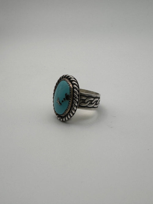 Turquoise Rope & Chain Ring