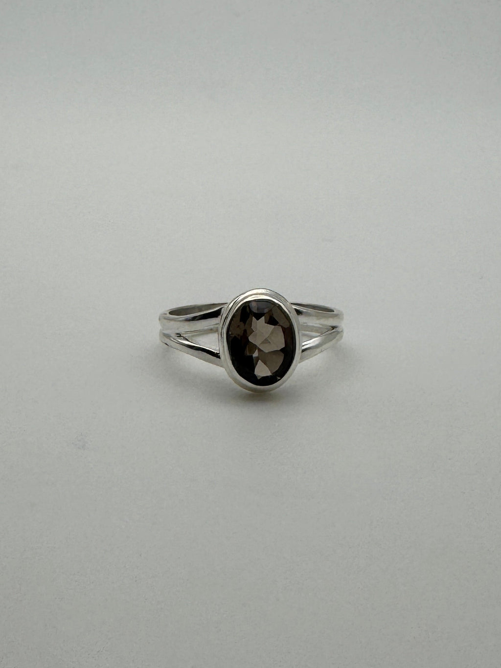 Smoky Quartz Split Facet Ring