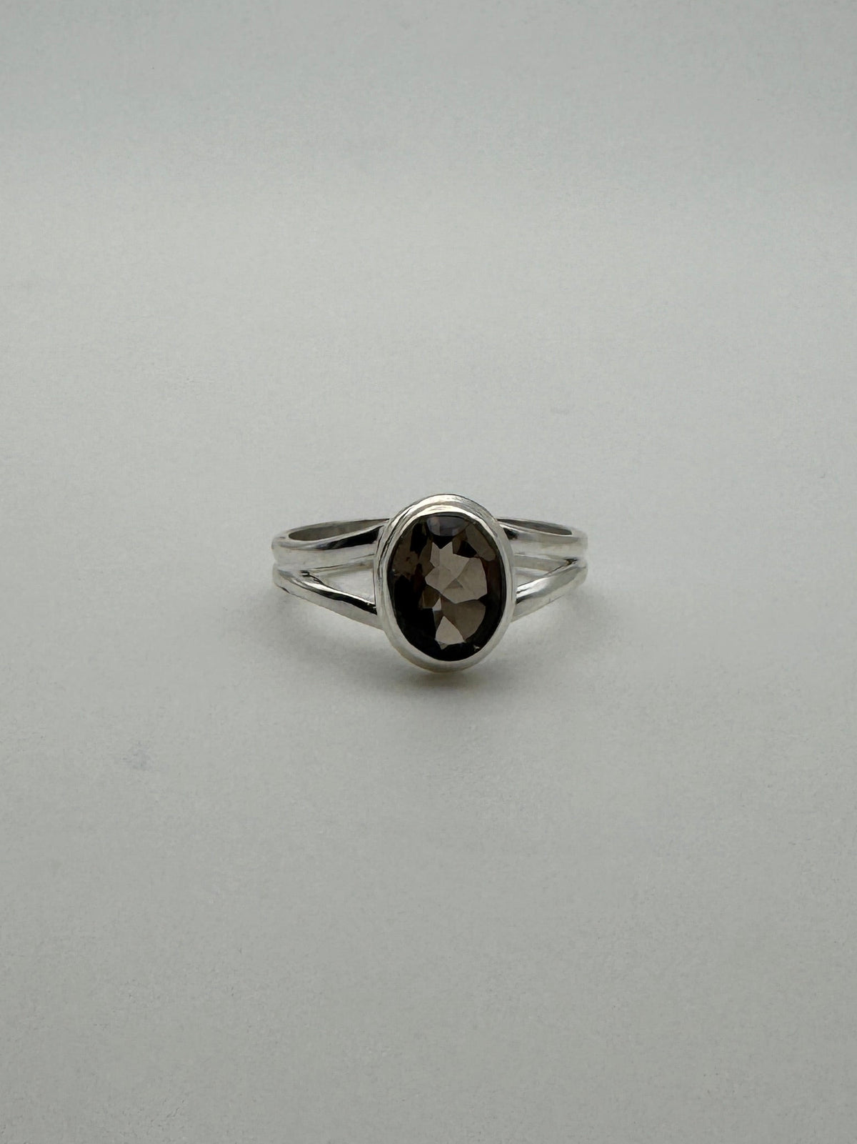 Smoky Quartz Split Facet Ring