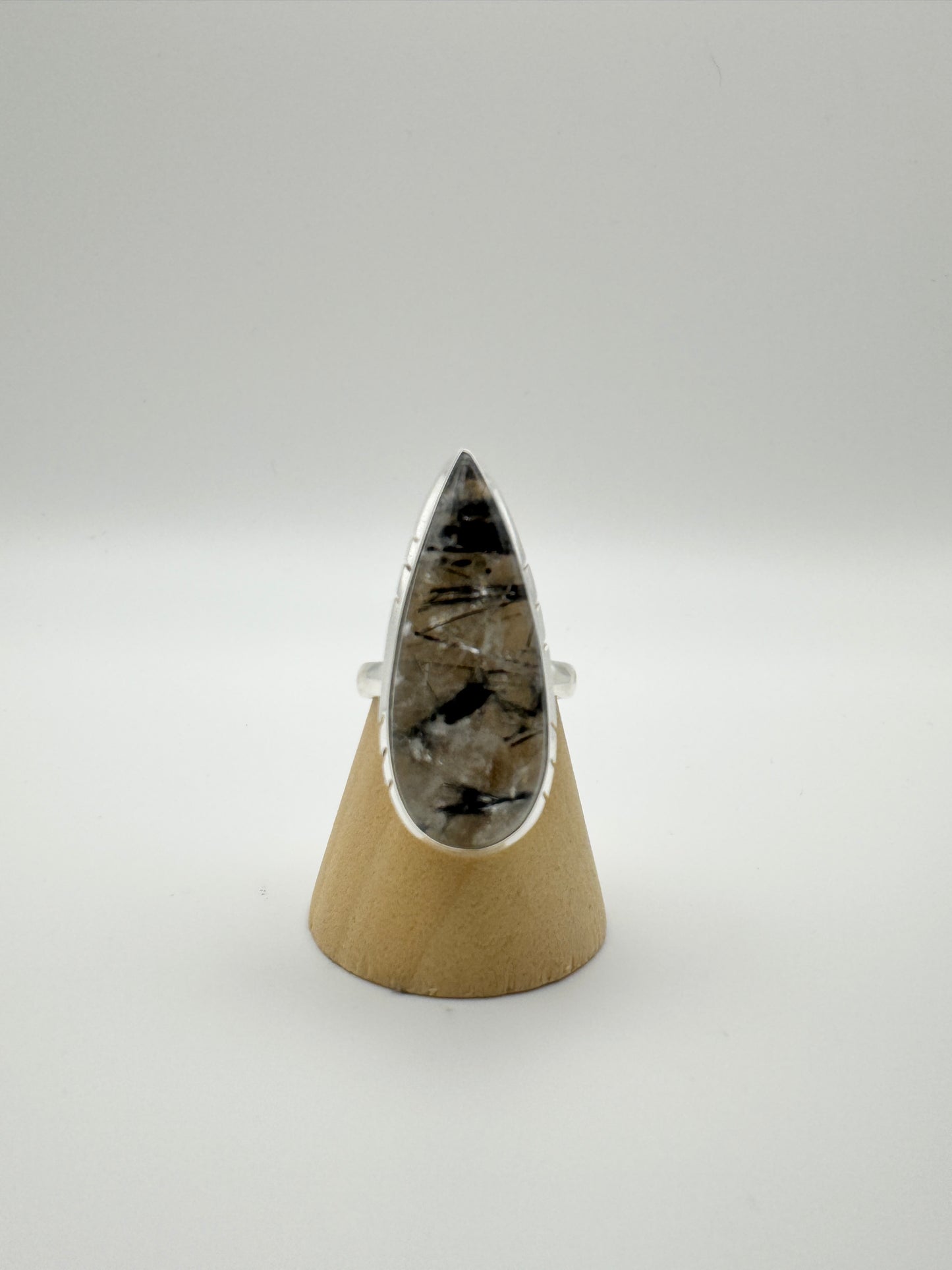 Tourmalated Quartz Teardrop Ring