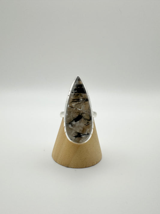 Rutilated Quartz Teardrop Ring