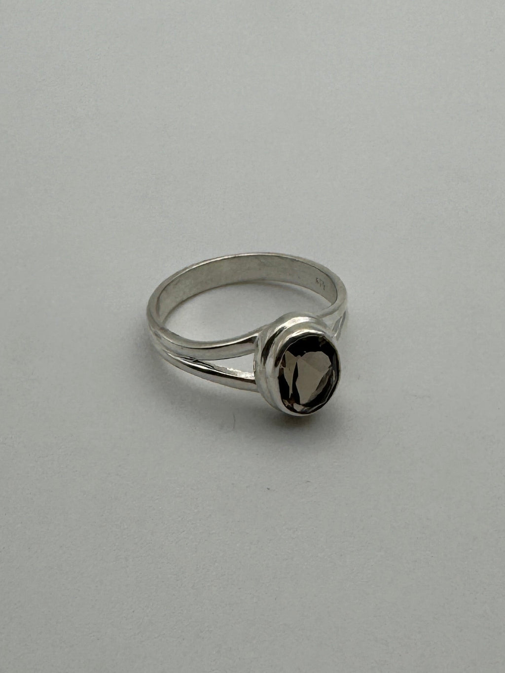 Smoky Quartz Split Facet Ring