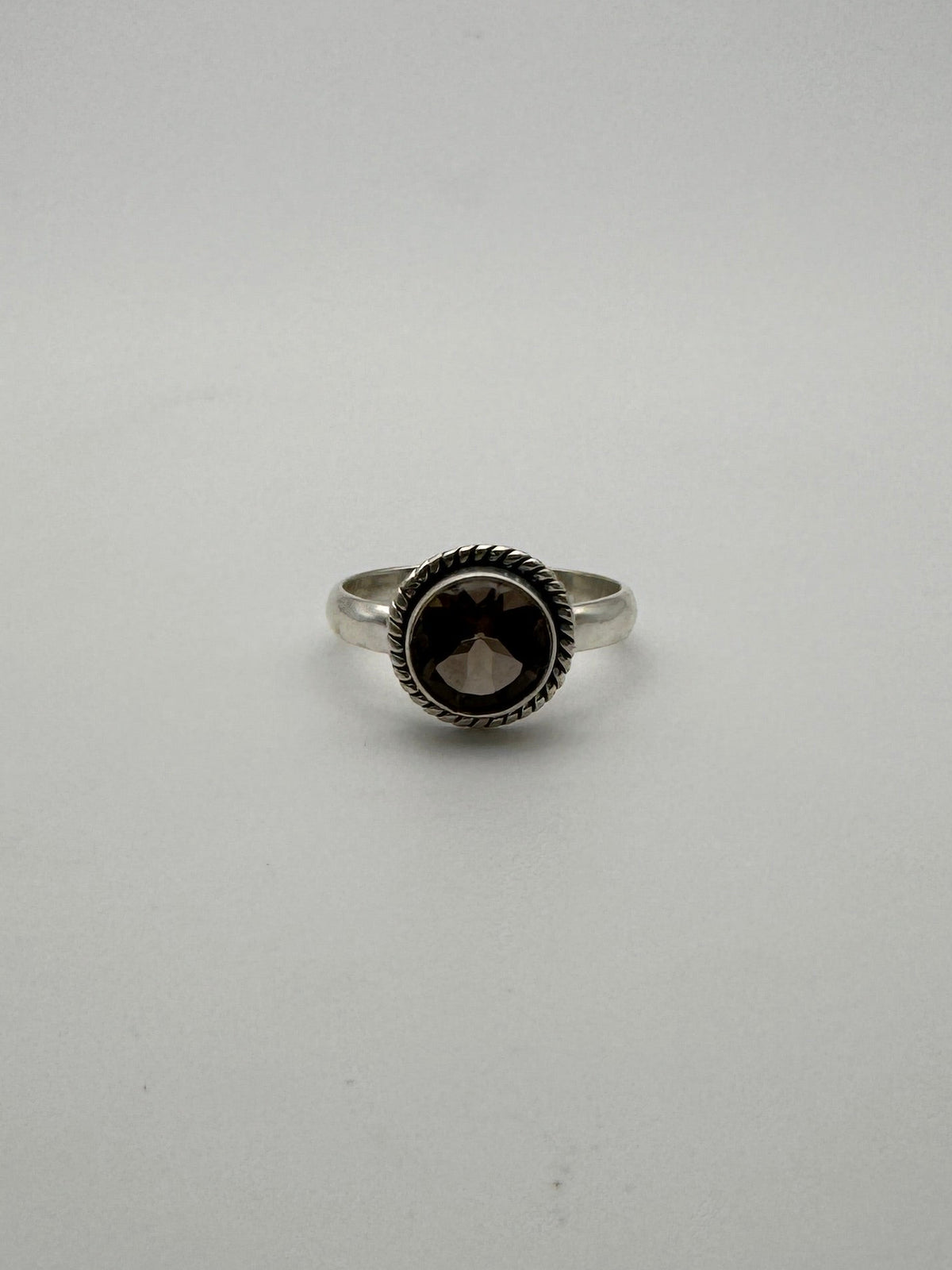 Smoky Quartz Facet Dot Ring