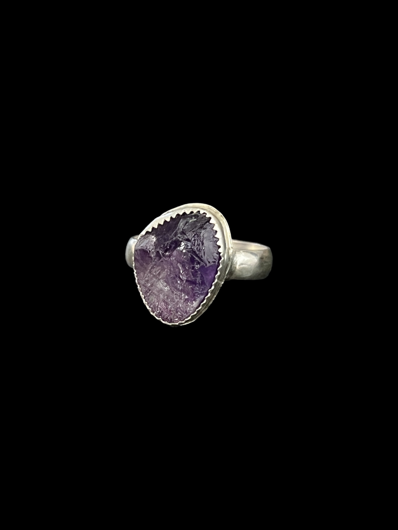 raw amethyst ring