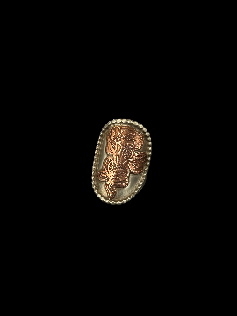 Etched Copper Rose Ring