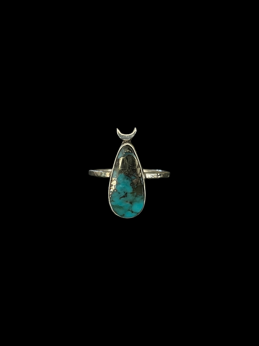 morenci turquoise teardrop moon ring