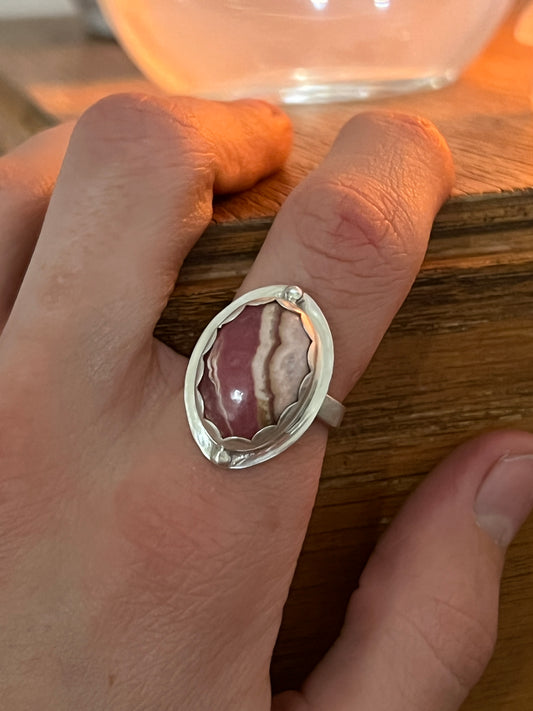 sterling rhodocrosite ring