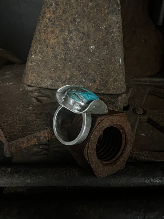 sterling chrysocholla western ring