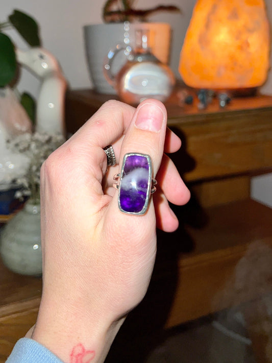 sterling chevron amethyst ring