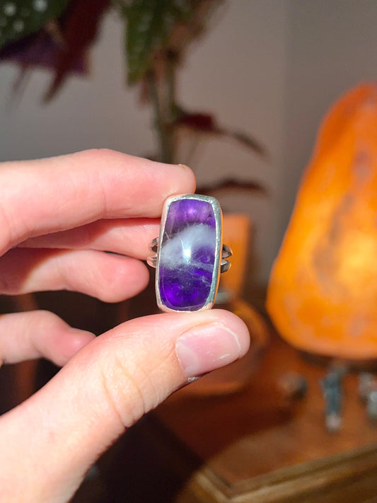 sterling chevron amethyst ring