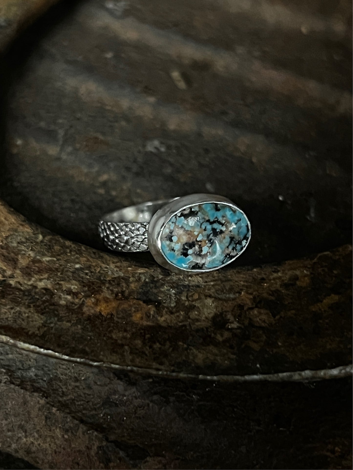 sterling speckled turquoise ring