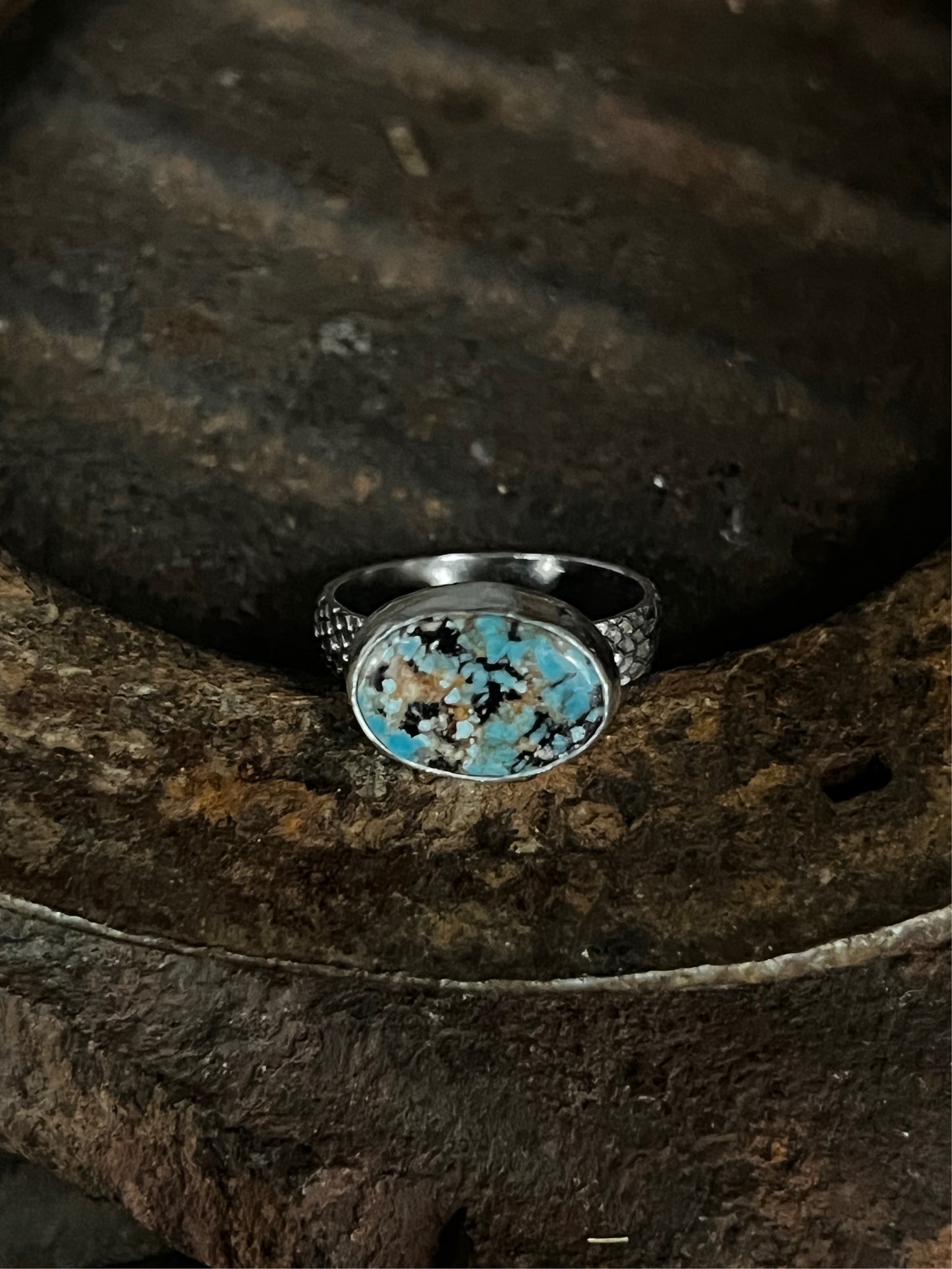 sterling speckled turquoise ring