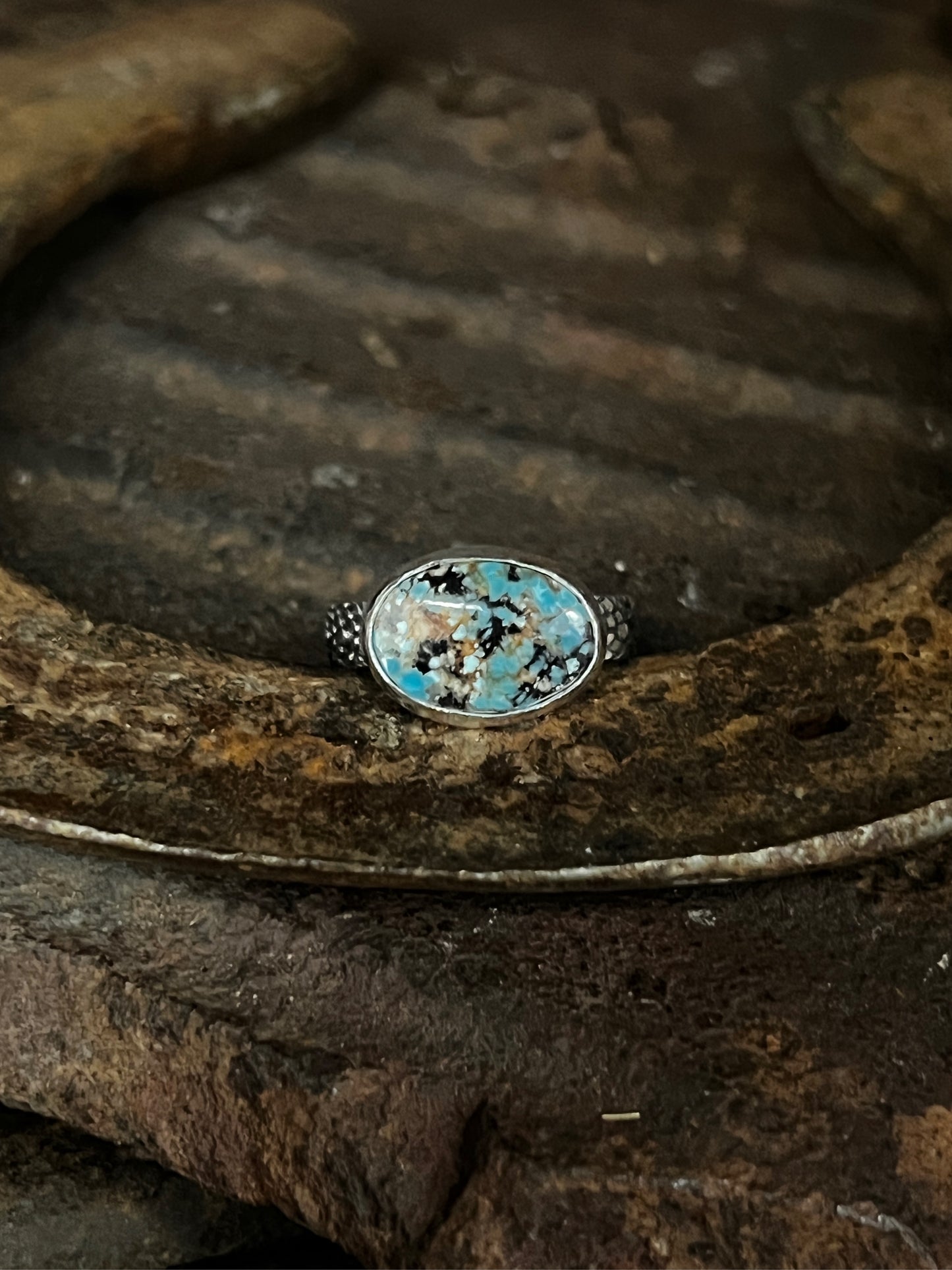 sterling speckled turquoise ring