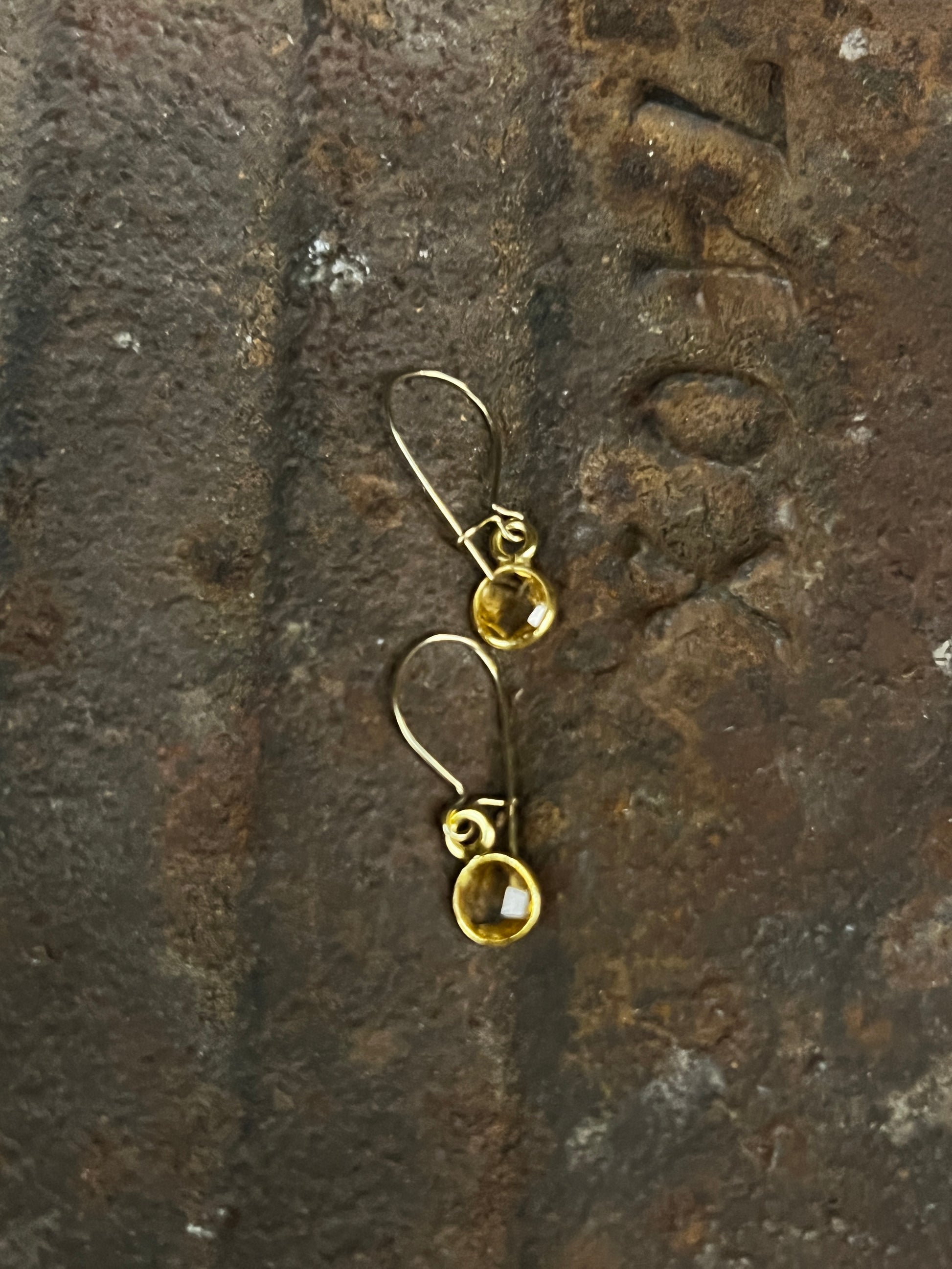 12 k gold fill crystal earrings - citrine