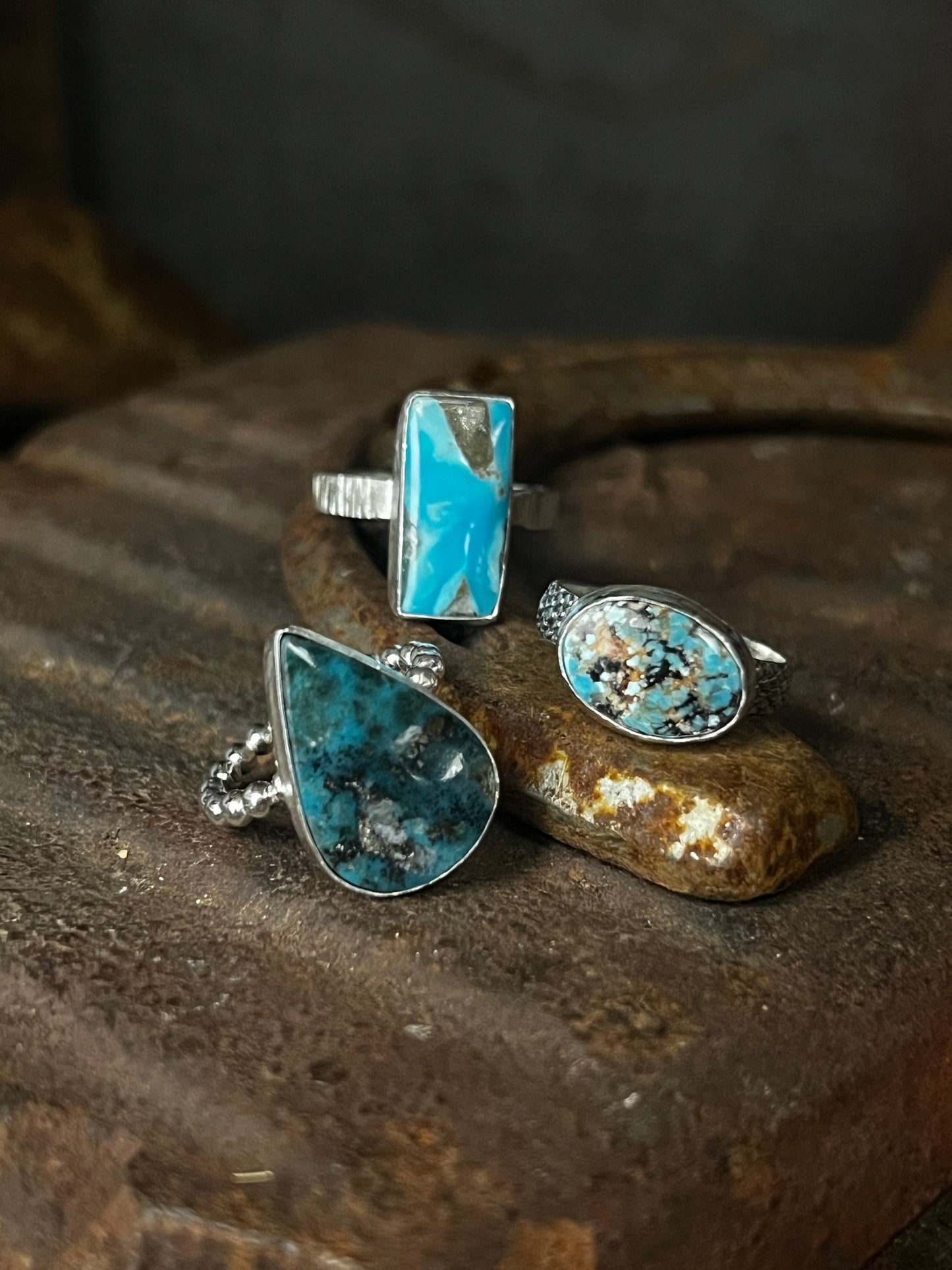 sterling speckled turquoise ring